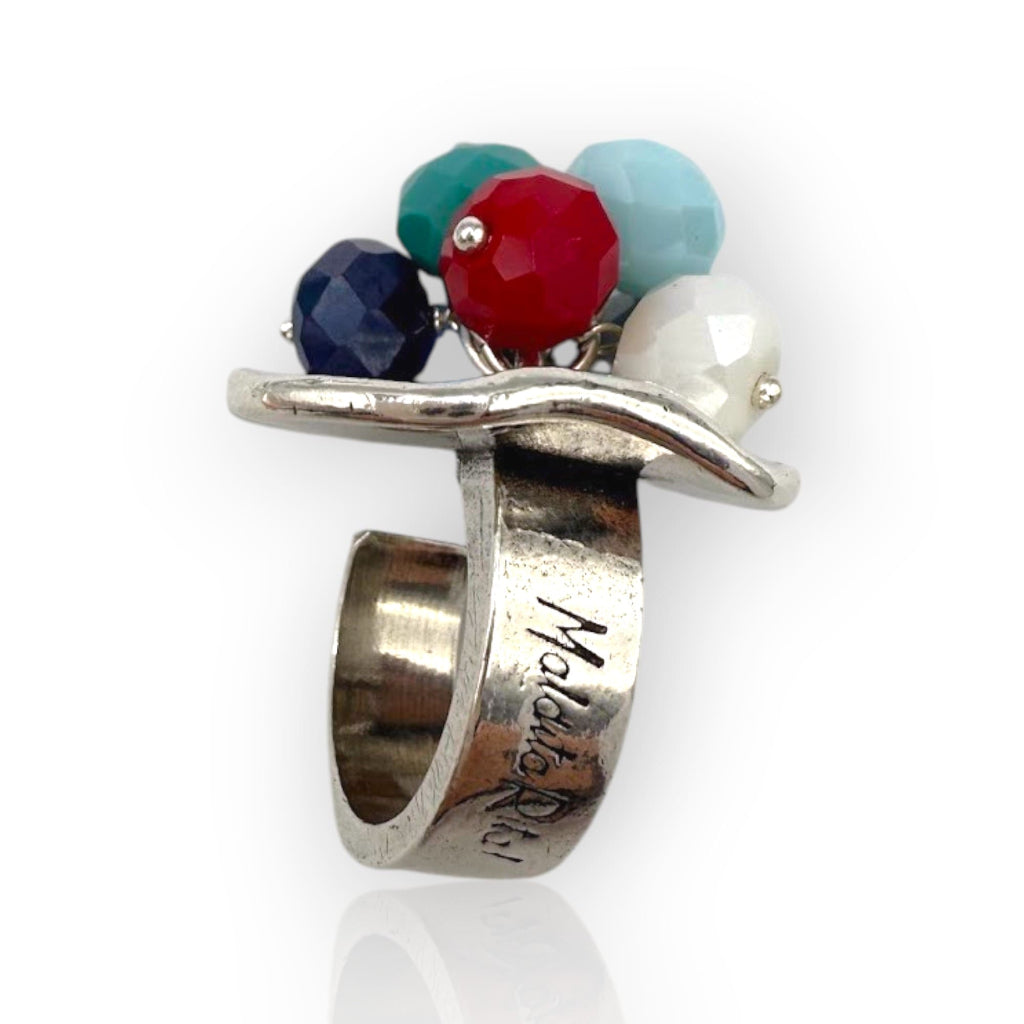 Anillo Lunática plata con cristal checo de Maldita Rita, lateral