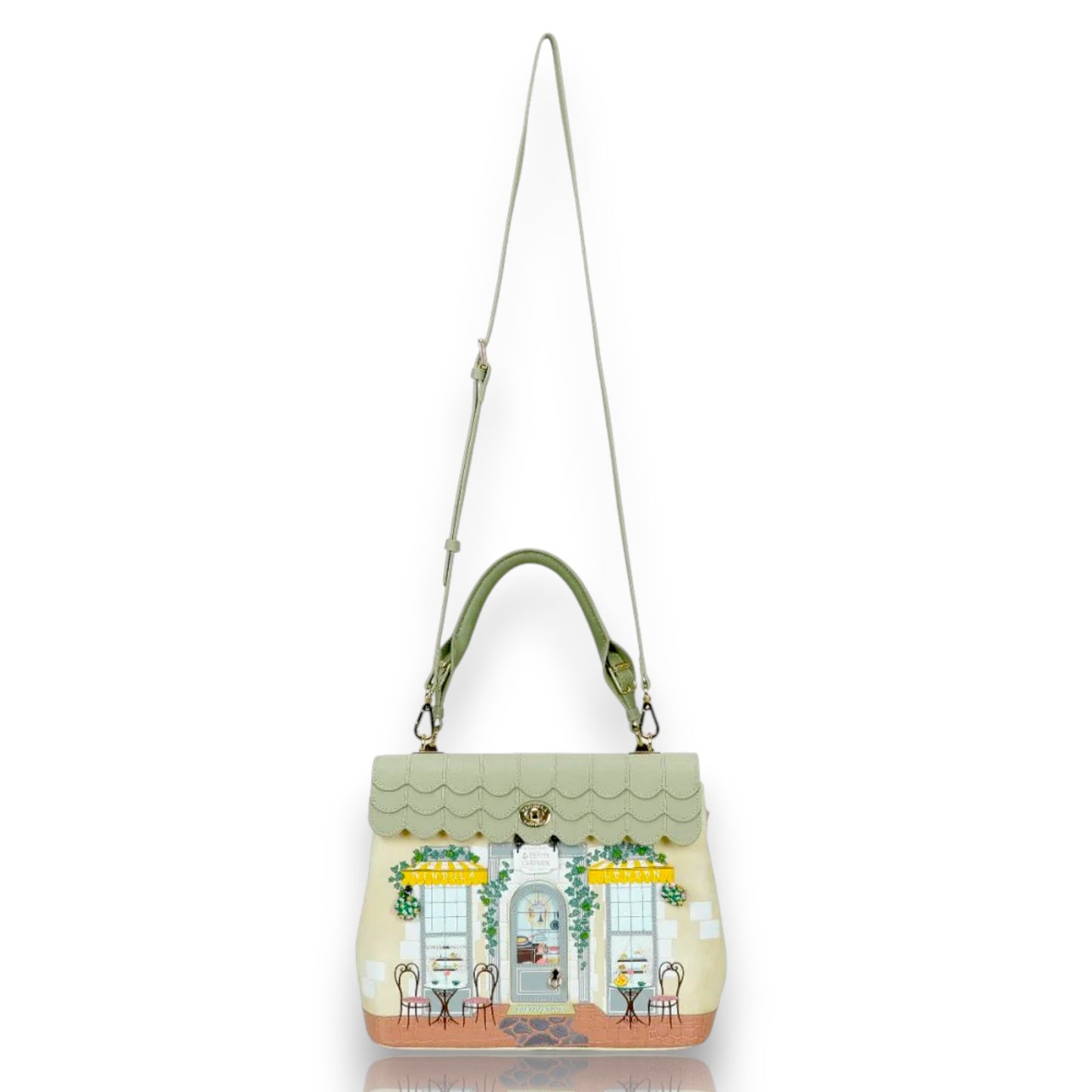 Bolso Grace La Petite Creperie, parte delantera con la bandolera, de venta en Maldita Rita