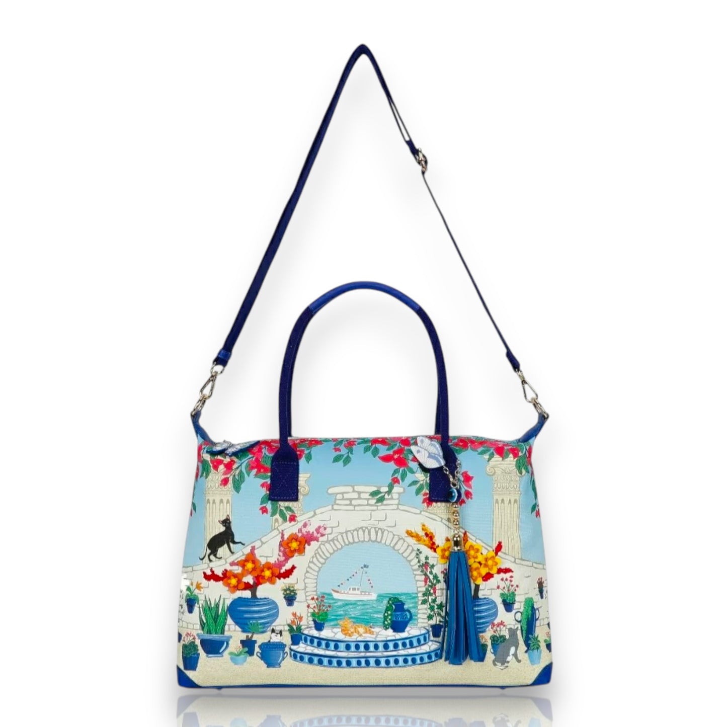 Bolso fin de semana Bnnie of the garden of the world Greece, detalle de bandolera. En Maldita Rita
