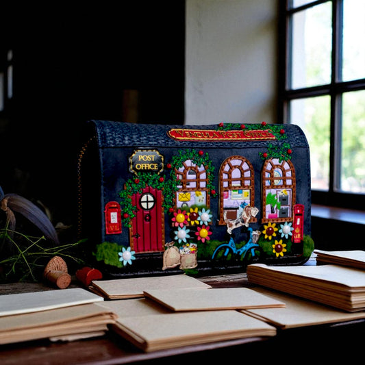 Cartera con Cremallera Alrededor The Old Post Office - Navy Edition, de Vendula London, en oficina y venta en Maldita Rita