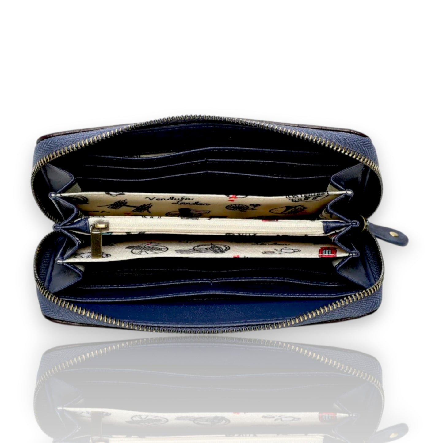 Cartera grande Con Cremallera Alrededor The Old Post Office - Navy Edition, abierto, venta en Maldita Rita