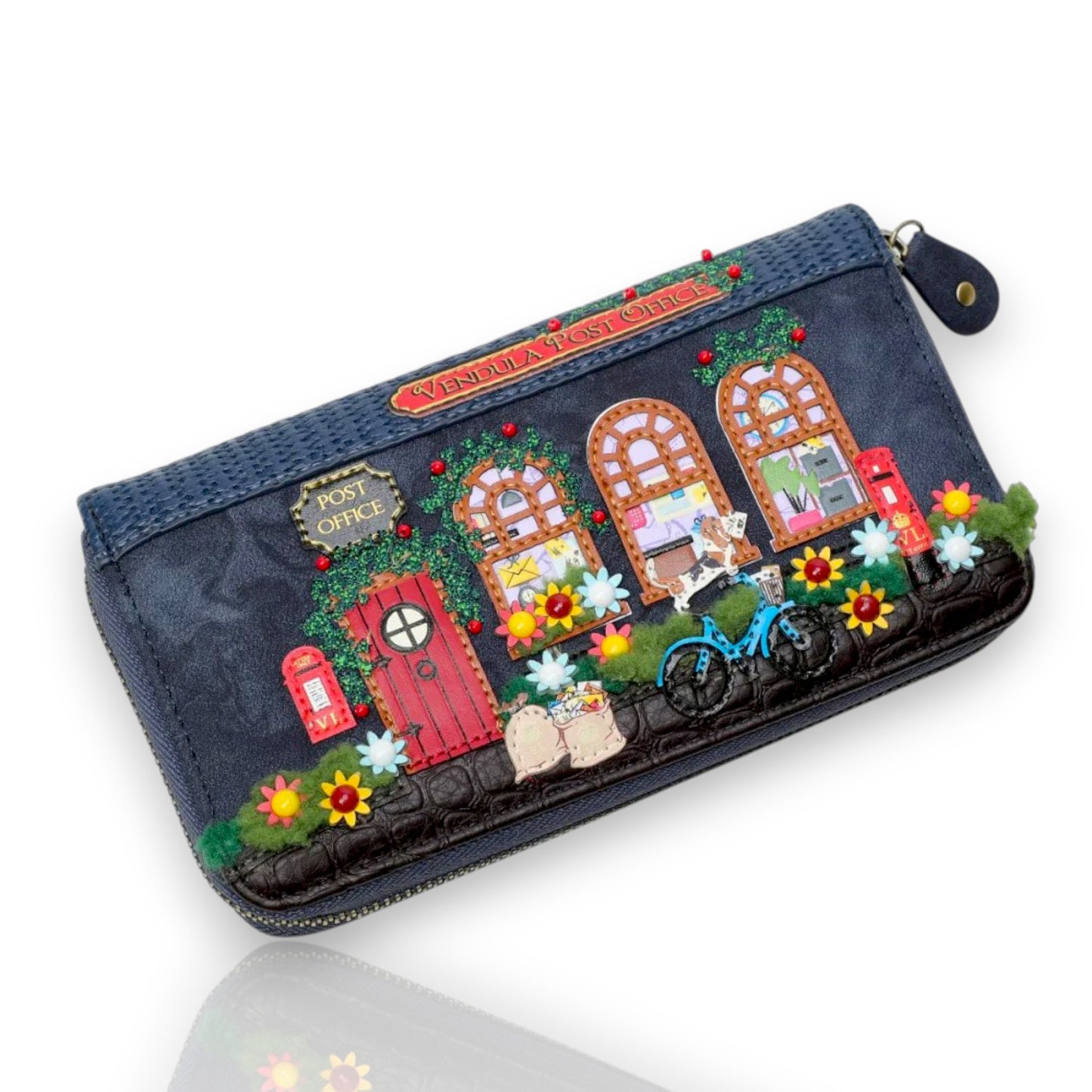 Cartera grande Con Cremallera Alrededor The Old Post Office - Navy Edition, lateral, venta en Maldita Rita
