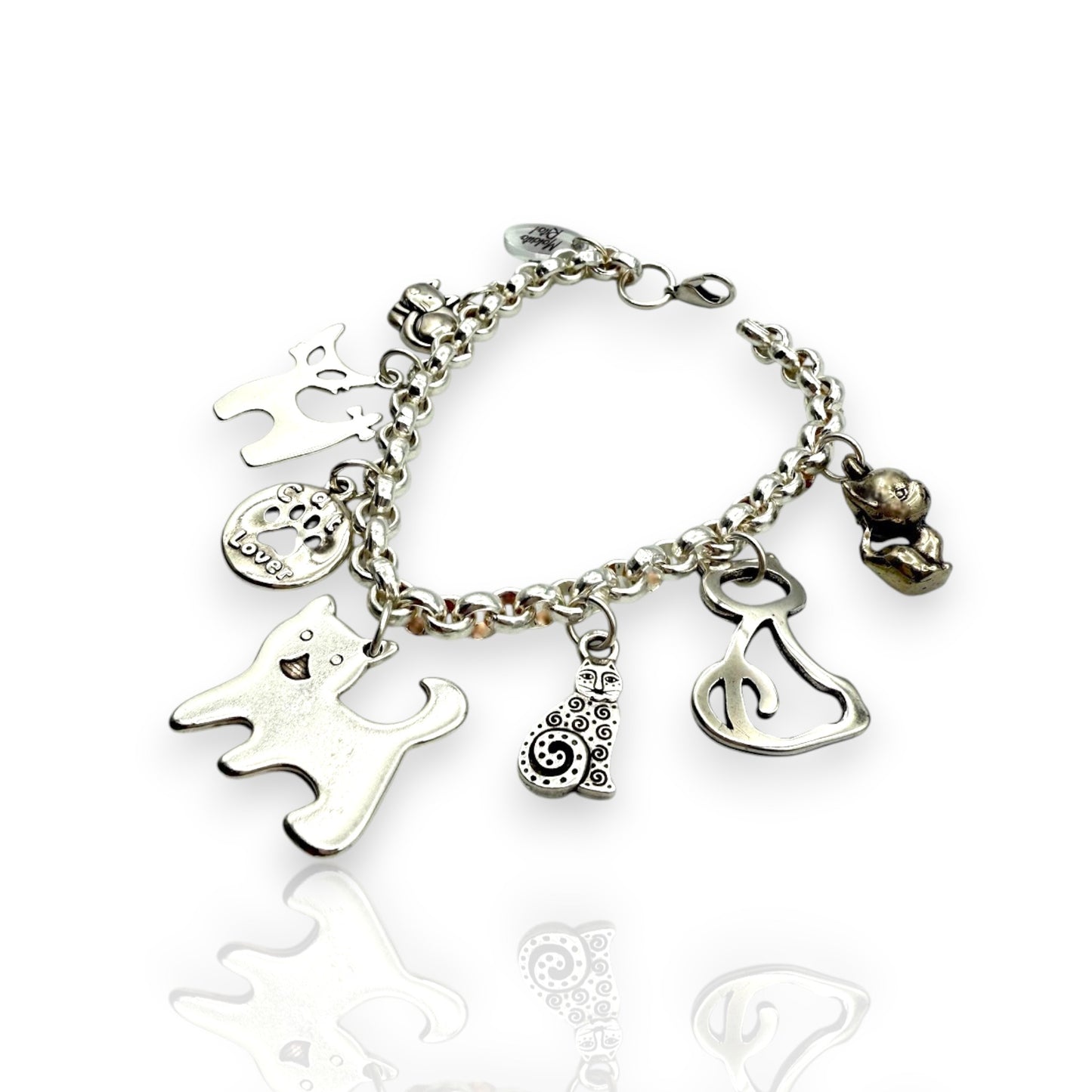 Pulsera Gatos de Maldita Rita!, cadena con charms de gatitos, lateral