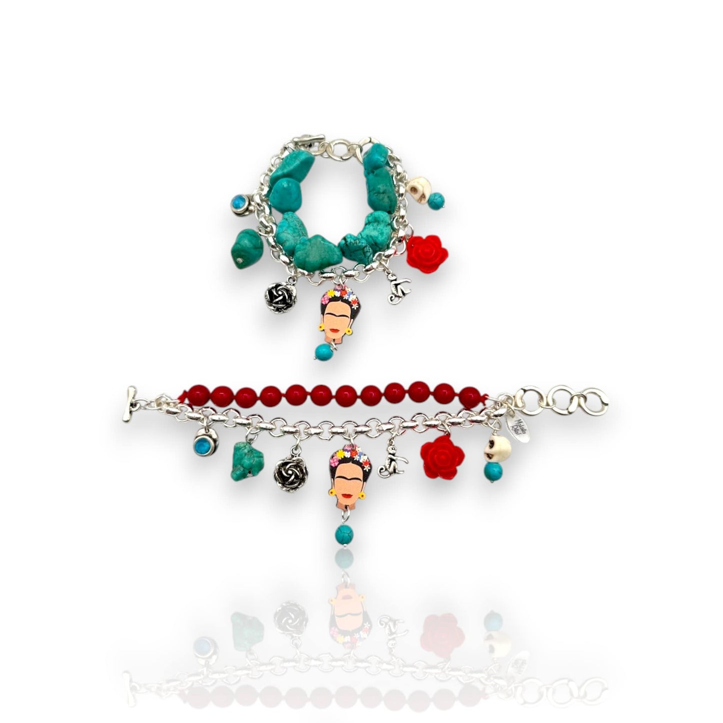 Pulseras Kahlo roja y turquesa de Maldita Rita