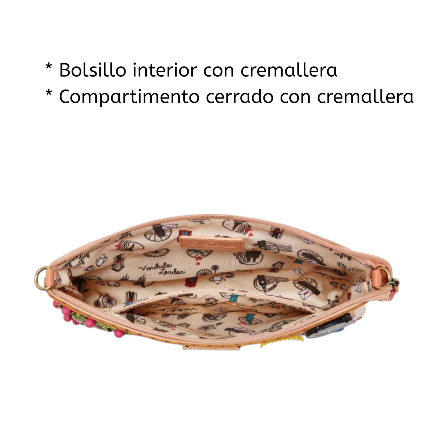 Vendula Voyage Bolso Kate de Vendula London España, venta en Maldita Rita. Interior.