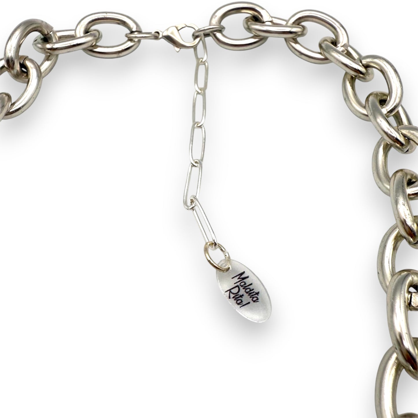 Collar Azteca de Maldita Rita, detalle cadena extensora