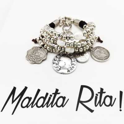 pulsera de zamak con baño de plata y perlas Parné de Maldita Rita