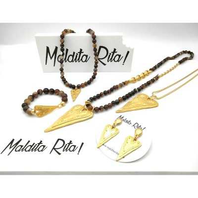 Colección Oz dorada de la marca Maldita Rita en ágata marrón