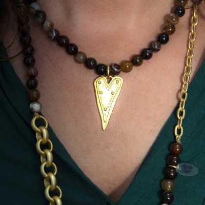 Collar corto de ágatas colección Oz oro de la joyería y bisutería online Maldita Rita