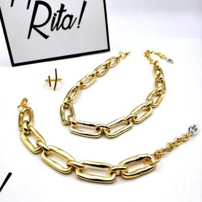 Pulsera y collar de cadena dorada Tess de la marca Maldita Rita Joyería
