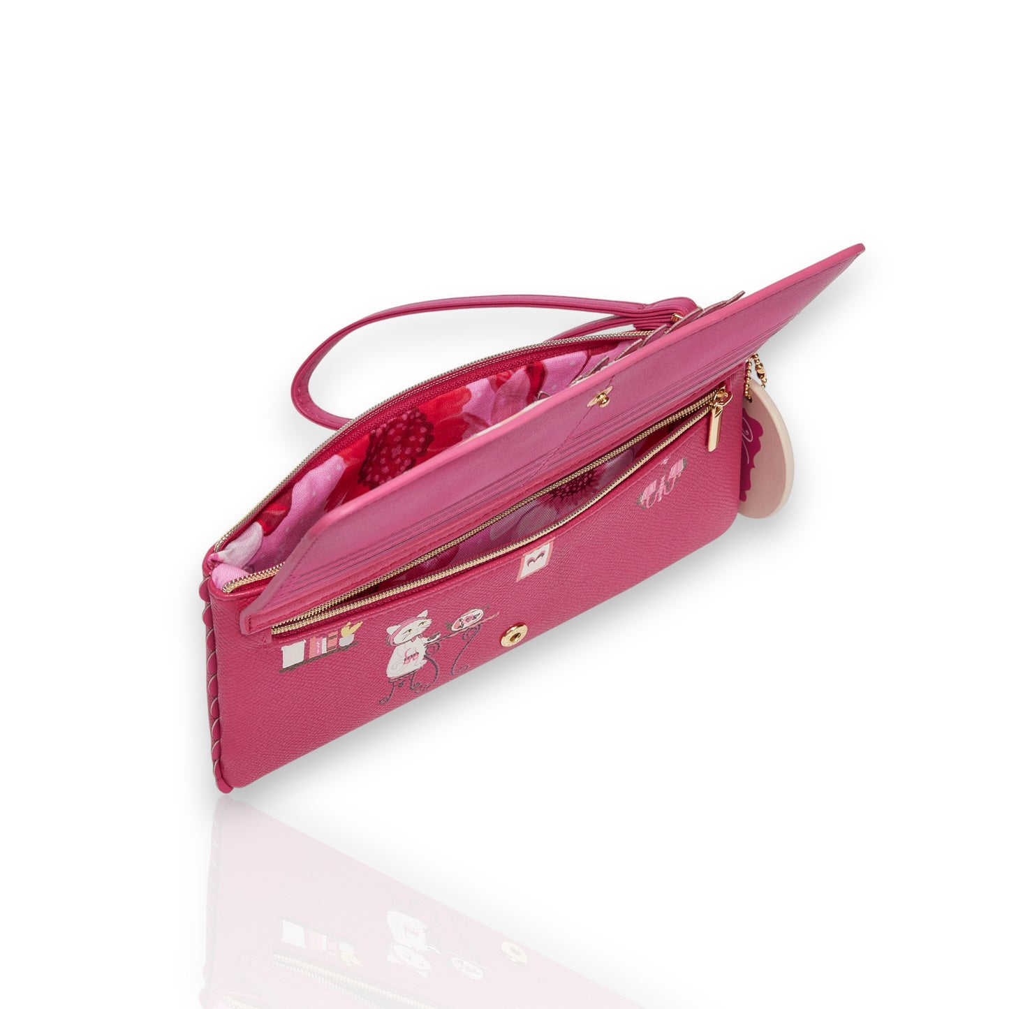 Billetera Bellamy Pink Afternoon Tea Bus de Vendula London y venta en Maldita Rita, abierta.