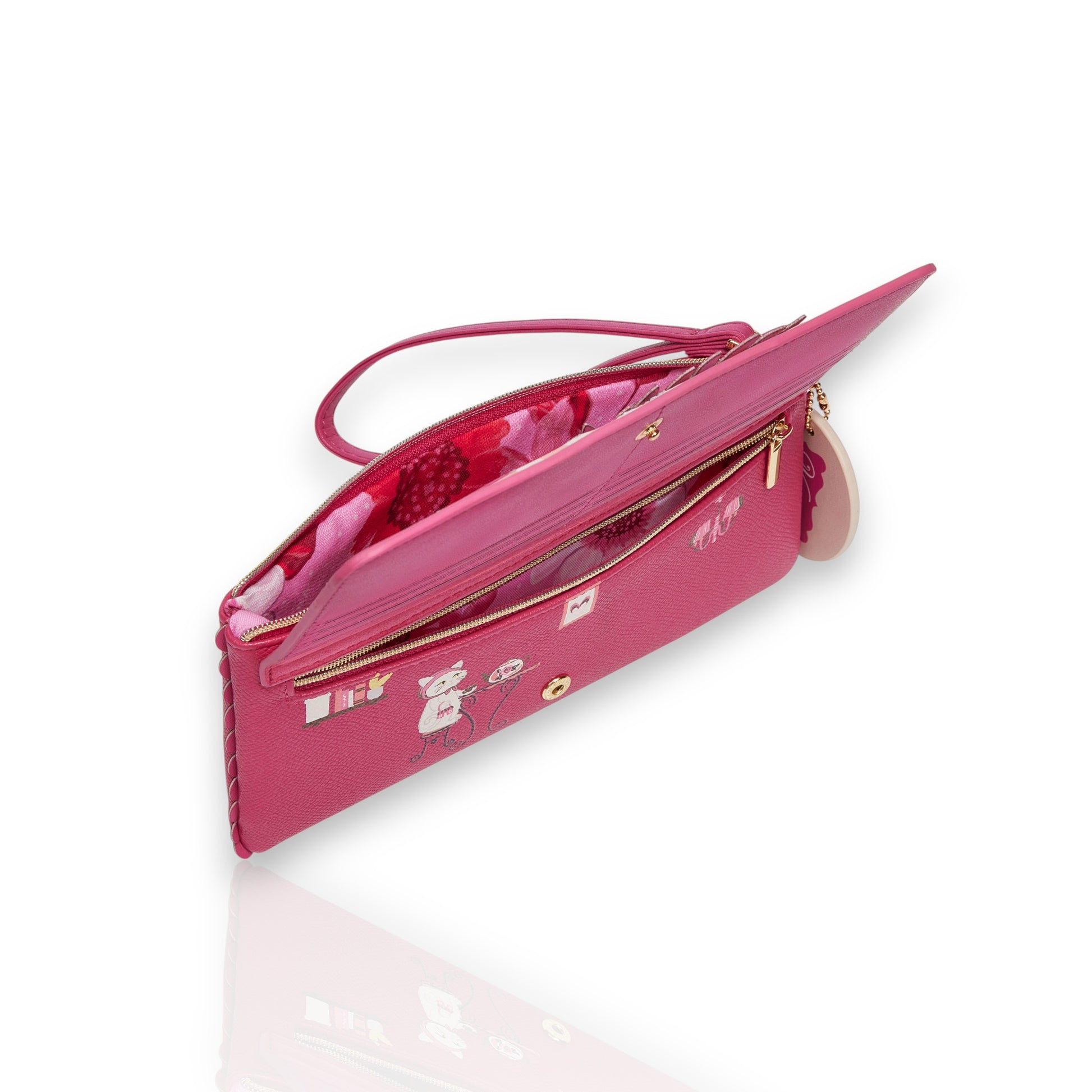 Billetera Bellamy Pink Afternoon Tea Bus de Vendula London y venta en Maldita Rita, abierta.