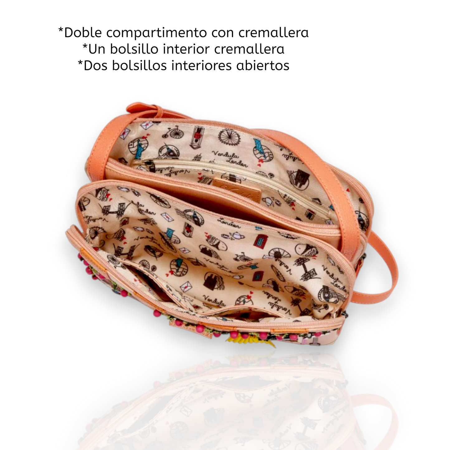Bolso Bella Vendula Vintage de Vendula London venta en Maldita Rita. Interior.