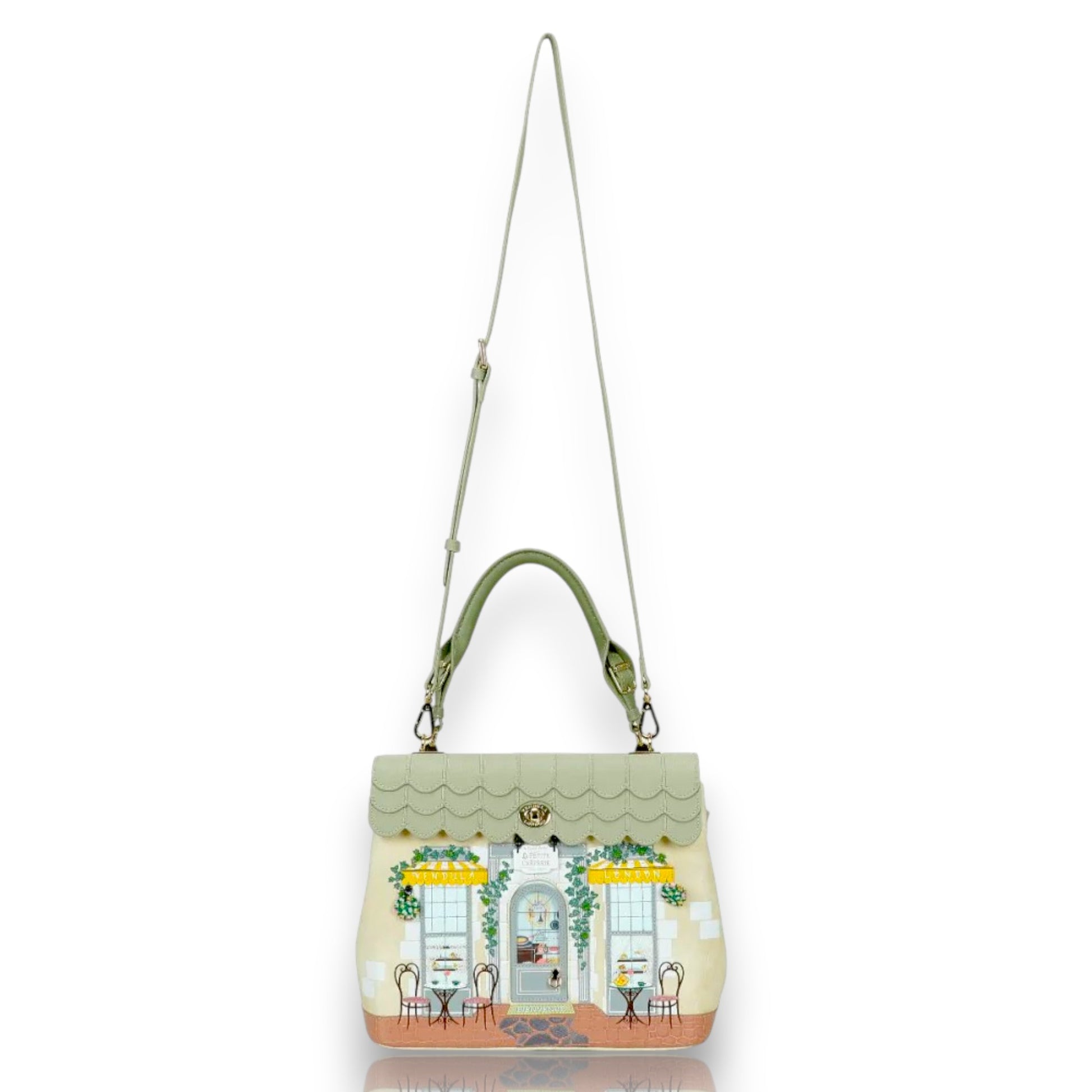 Bolso Grace La Petite Creperie, parte delantera con la bandolera, de venta en Maldita Rita
