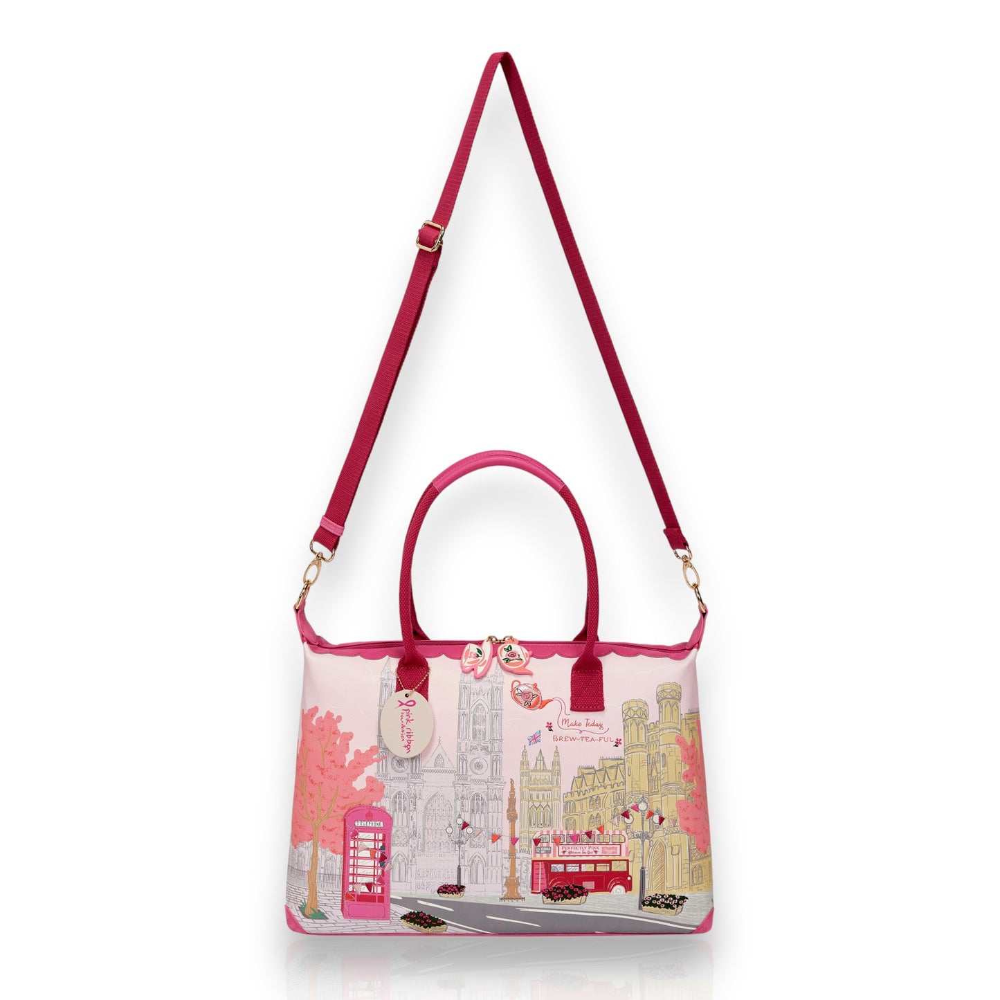 Bolso fin de semana Perfectly Pink Affternoon tea bus de Vendula London en Maldita Rita, con bandolera