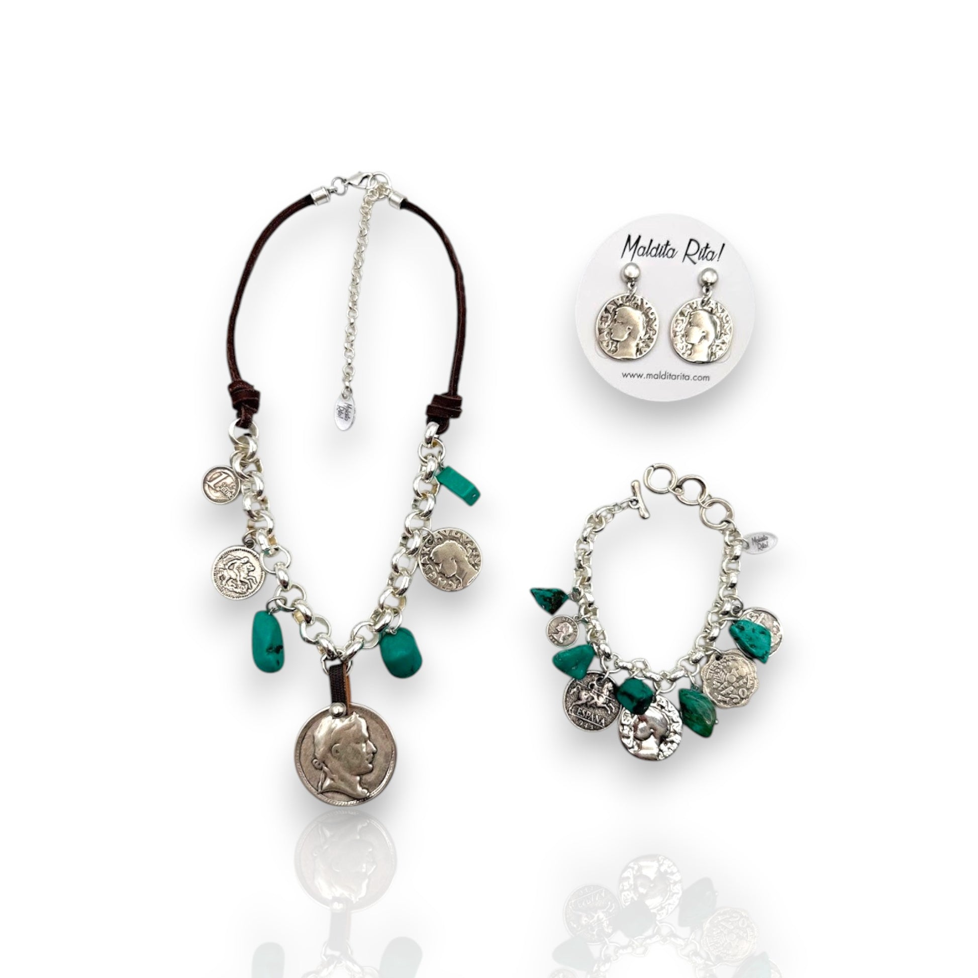 Colección Marley de collar y pulsera y pendientes Parné de Maldita Rita
