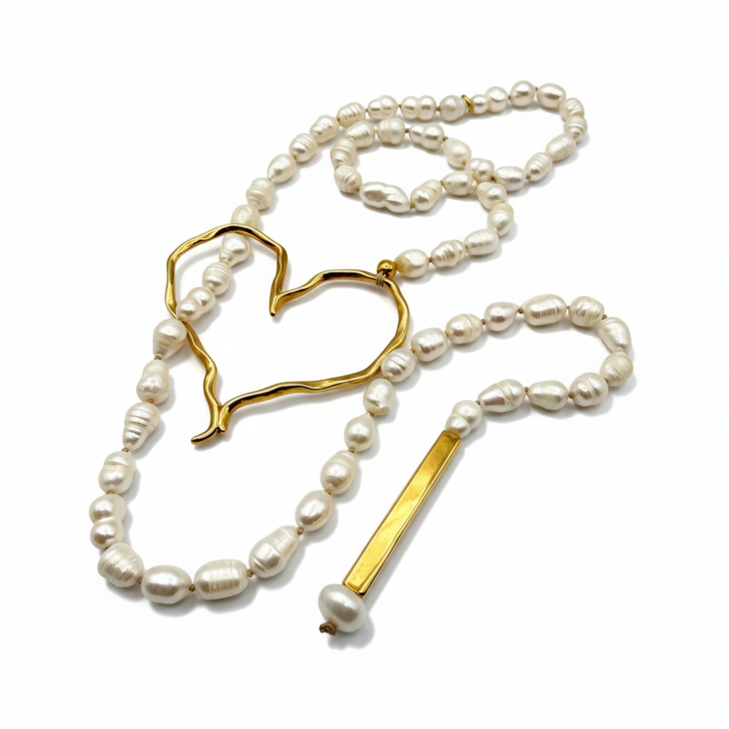 Collar Cuore en perla blanca de Maldita Rita, collar perlas de mujer, vista principal