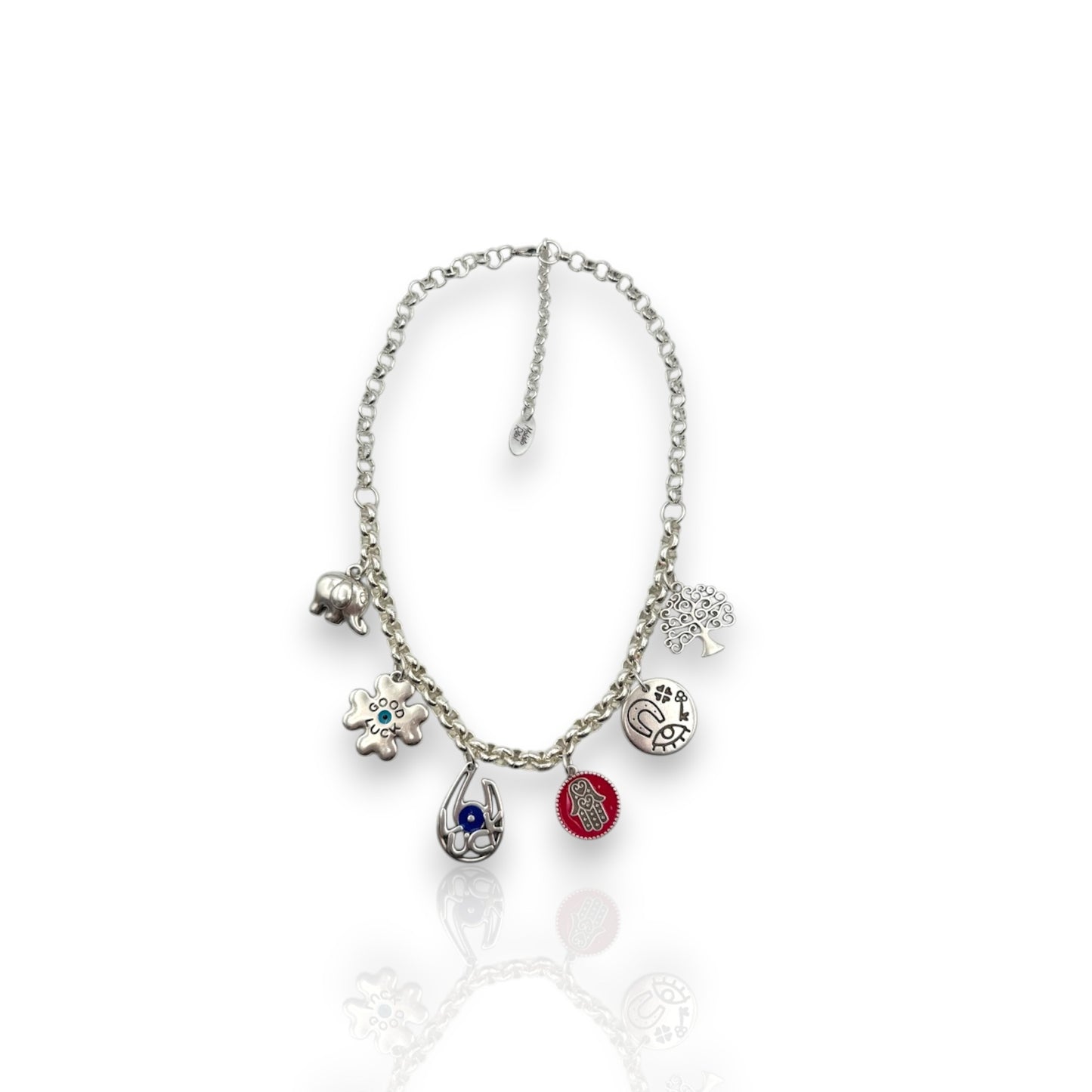 Collar Suertecita de Maldita Rita – collar con amuletos de la suerte hecho a mano en Almería, España. Vista superior