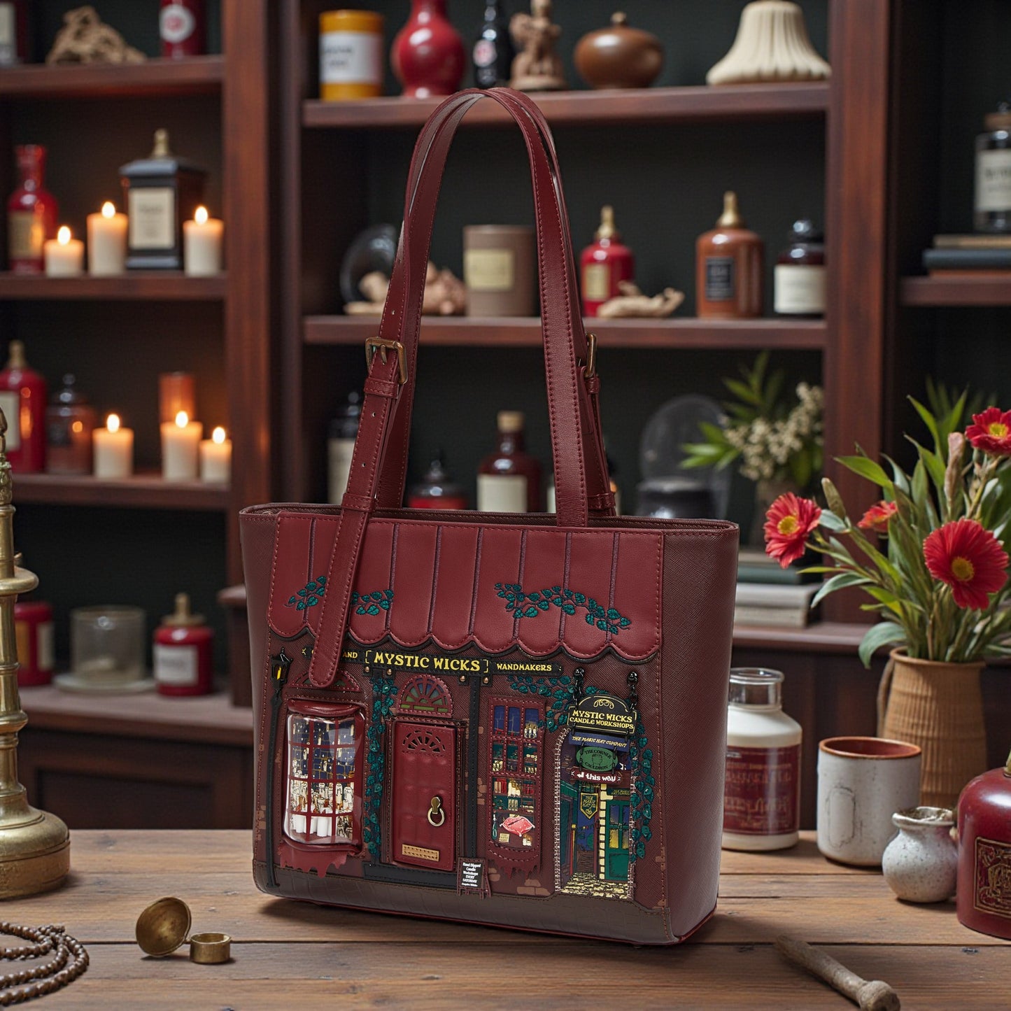 MYSTIC WICKS CANDLE AND WANDMAKERS SHOPPER BAG, de Vendula London en Maldita Rita, lateral