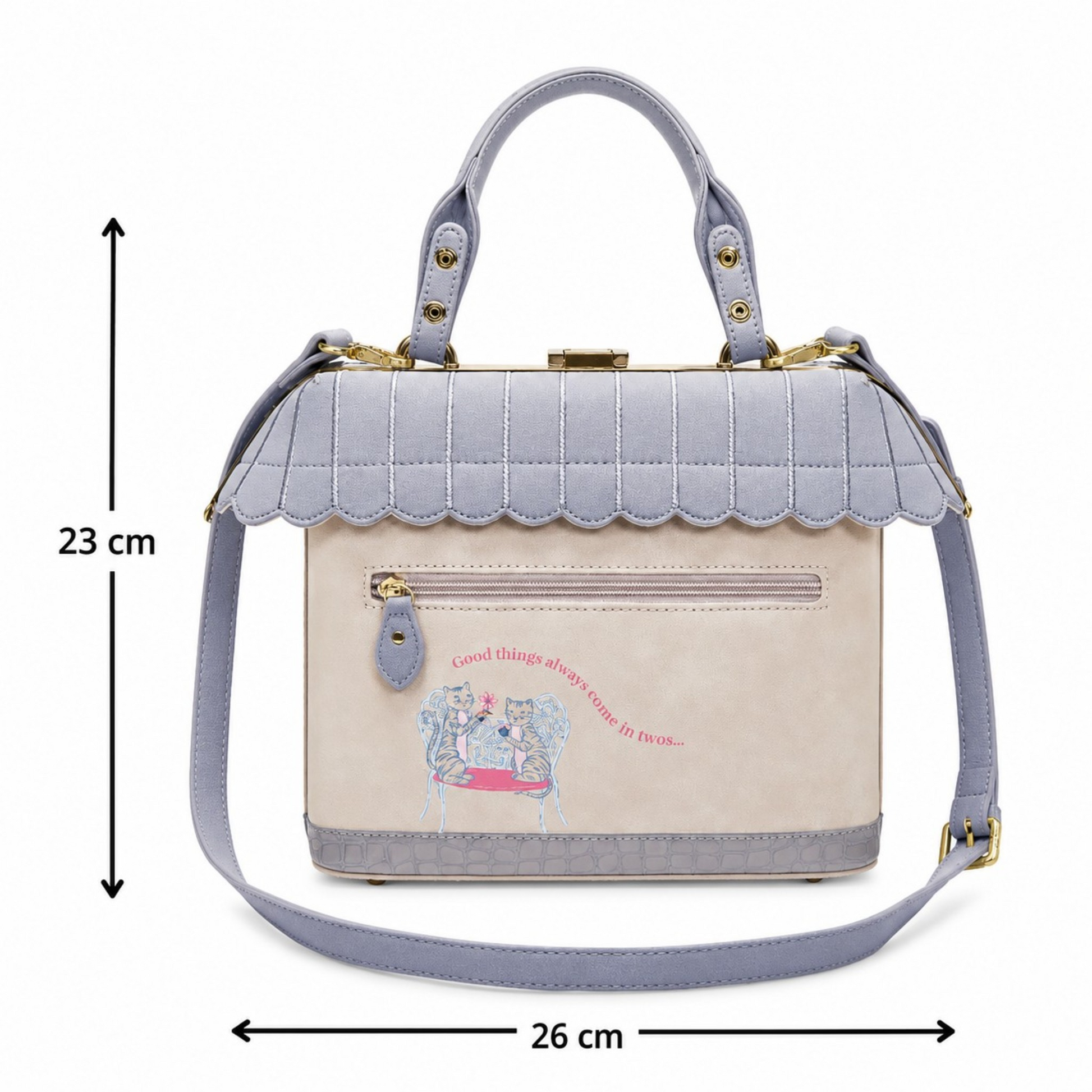 BOLSO DE MANO POSIES AND PATISSERIES de Vendula London, venta en Maldita Rita. Parte trasera.