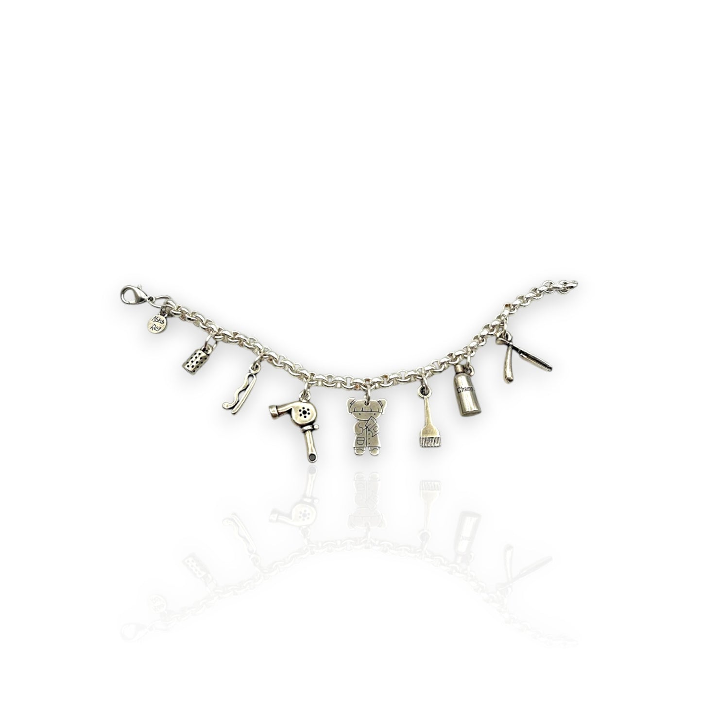 Pulsera Peluquera de Maldita Rita, estilista, abierta fondo blanco