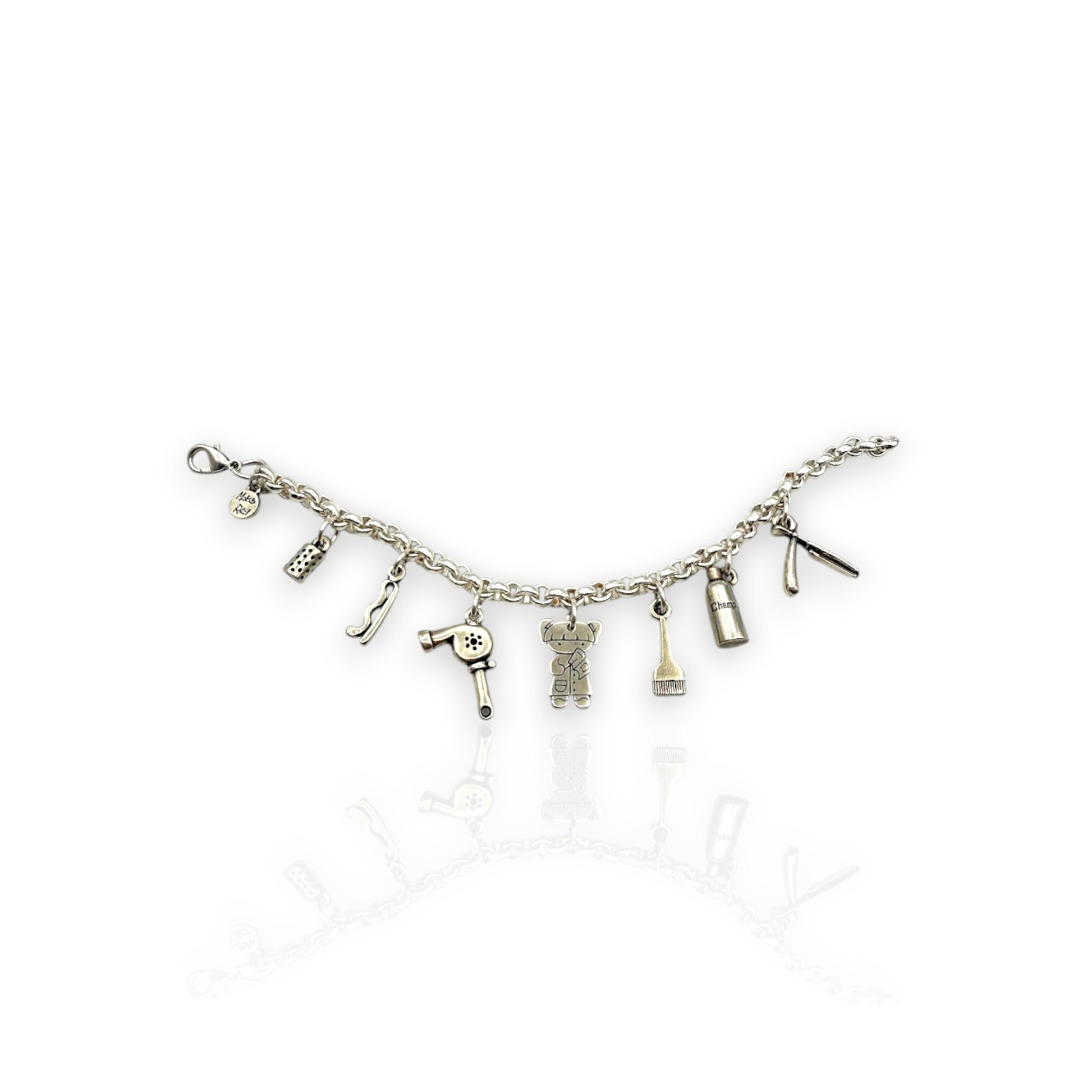 Pulsera Peluquera de Maldita Rita, estilista, abierta fondo blanco