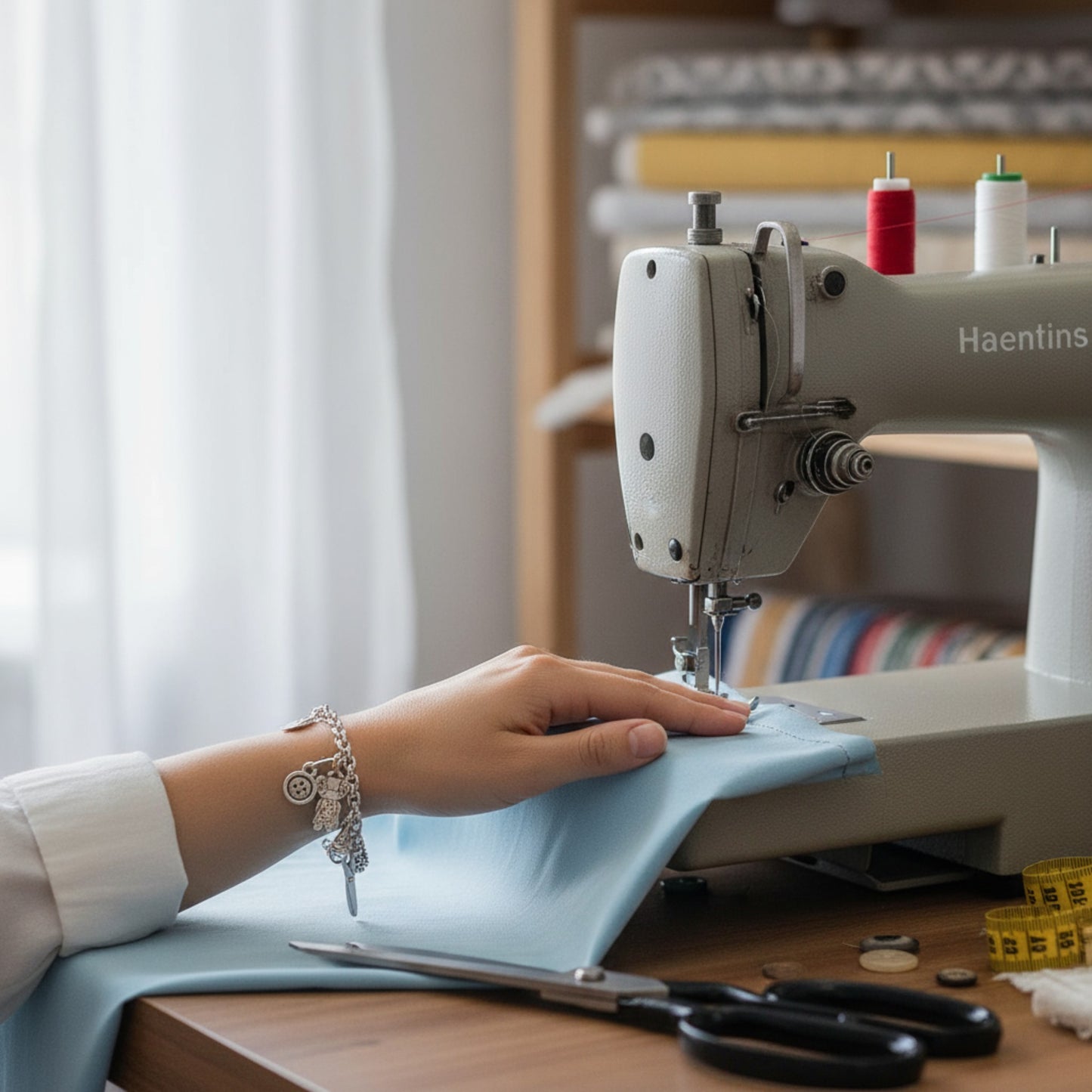 Pulsera Modista, Costurera de Maldita Rita Joyería, modelo con máquina de coser