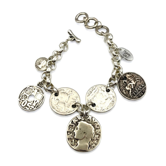 Pulsera de monedas plata estilo boho chic de la marca almeriense Maldita Rita
