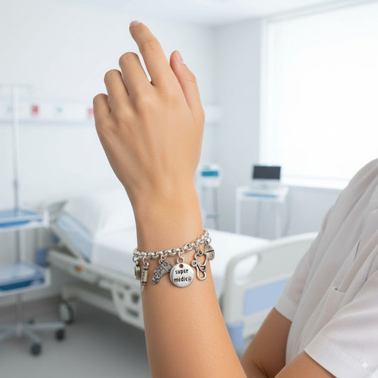 Pulsera Doctora ó Médica, de Maldita Rita, vista en modelo