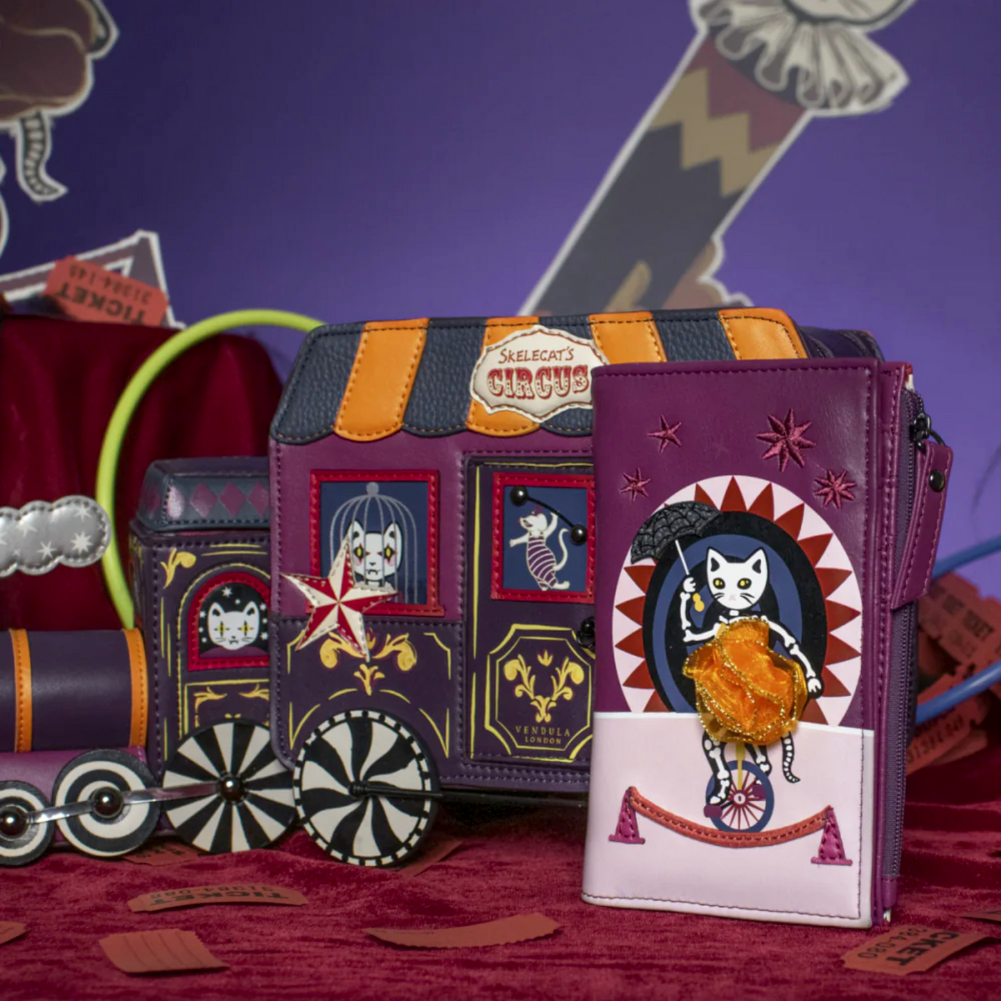 CARTERA DOBLADA SUAVE SKELECAT´S TRAVELLING GHOST CIRCUS