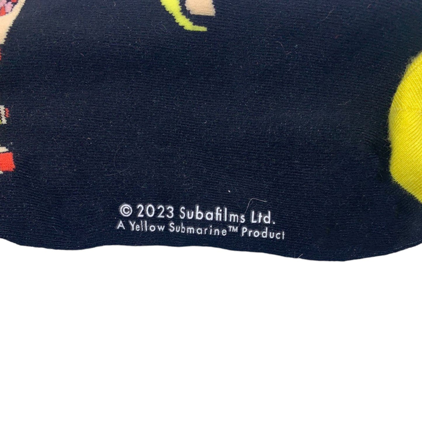 Calcetines The Yelow Submarine, de la marca House of Disaster. Merchandising oficial, Apple corp. Venta en Maldita Rita. Detalle registro.