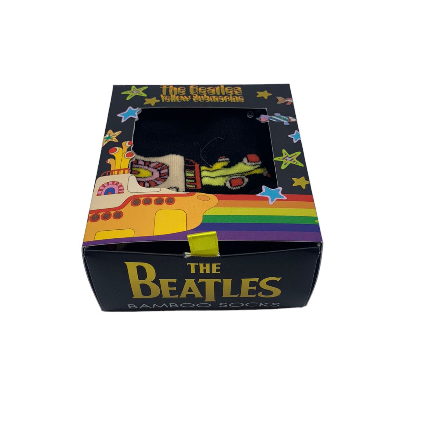 Calcetines The Yelow Submarine, de la marca House of Disaster. Merchandising oficial, Apple corp. Venta en Maldita Rita. Caja de regalo.