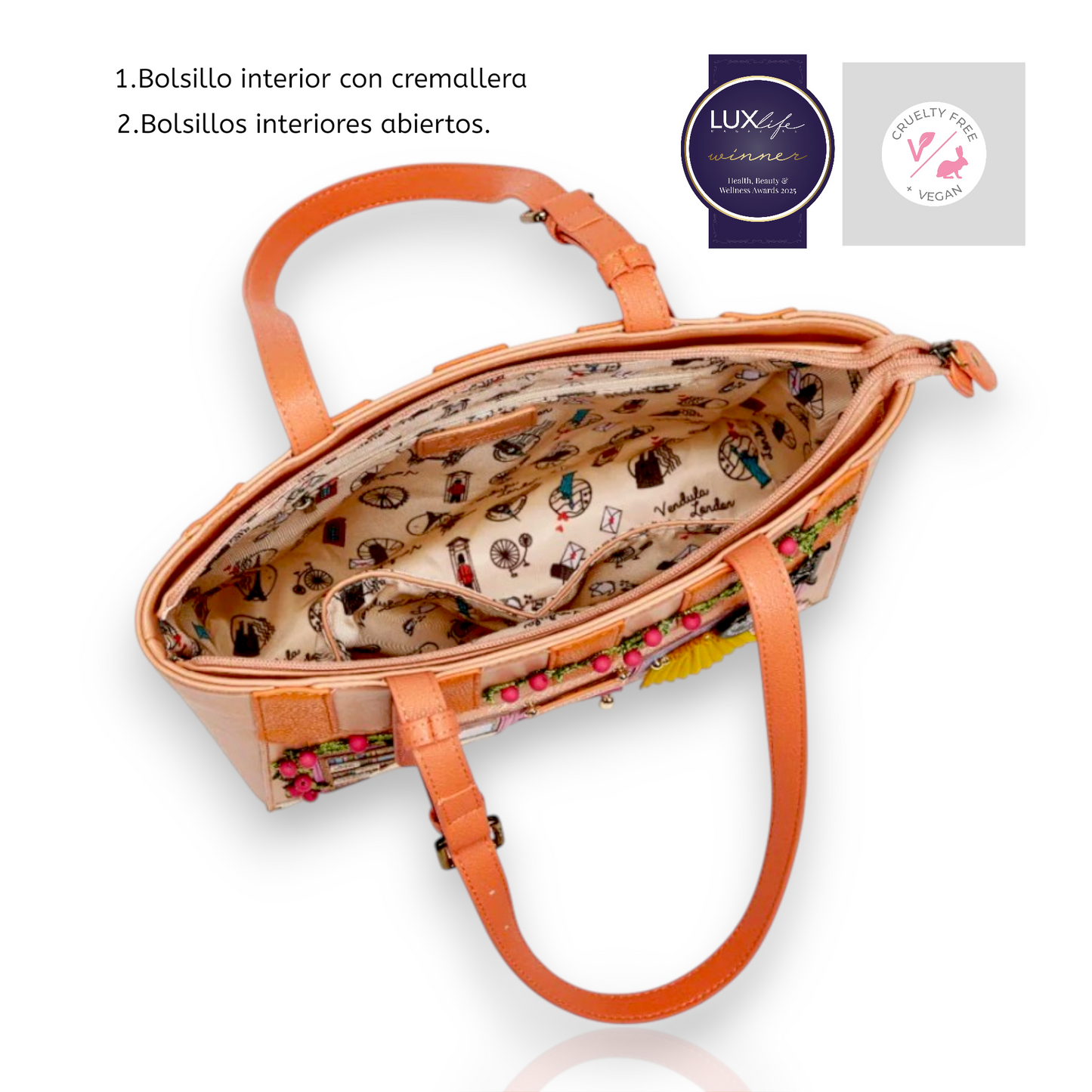 Vendula Voyage Bolso shopper de Vendula London, venta en Maldita Rita, España. Vista del interior.