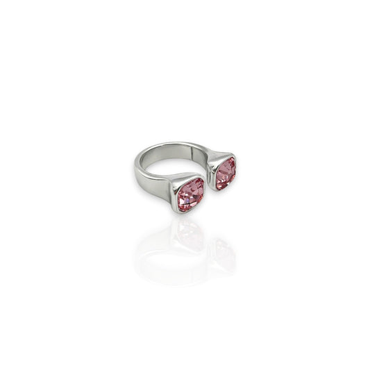 Anillo Tesoro  rosa de Maldita Rita en zamak con baño de plata y doble cristal de Swarovski, imagen principal
