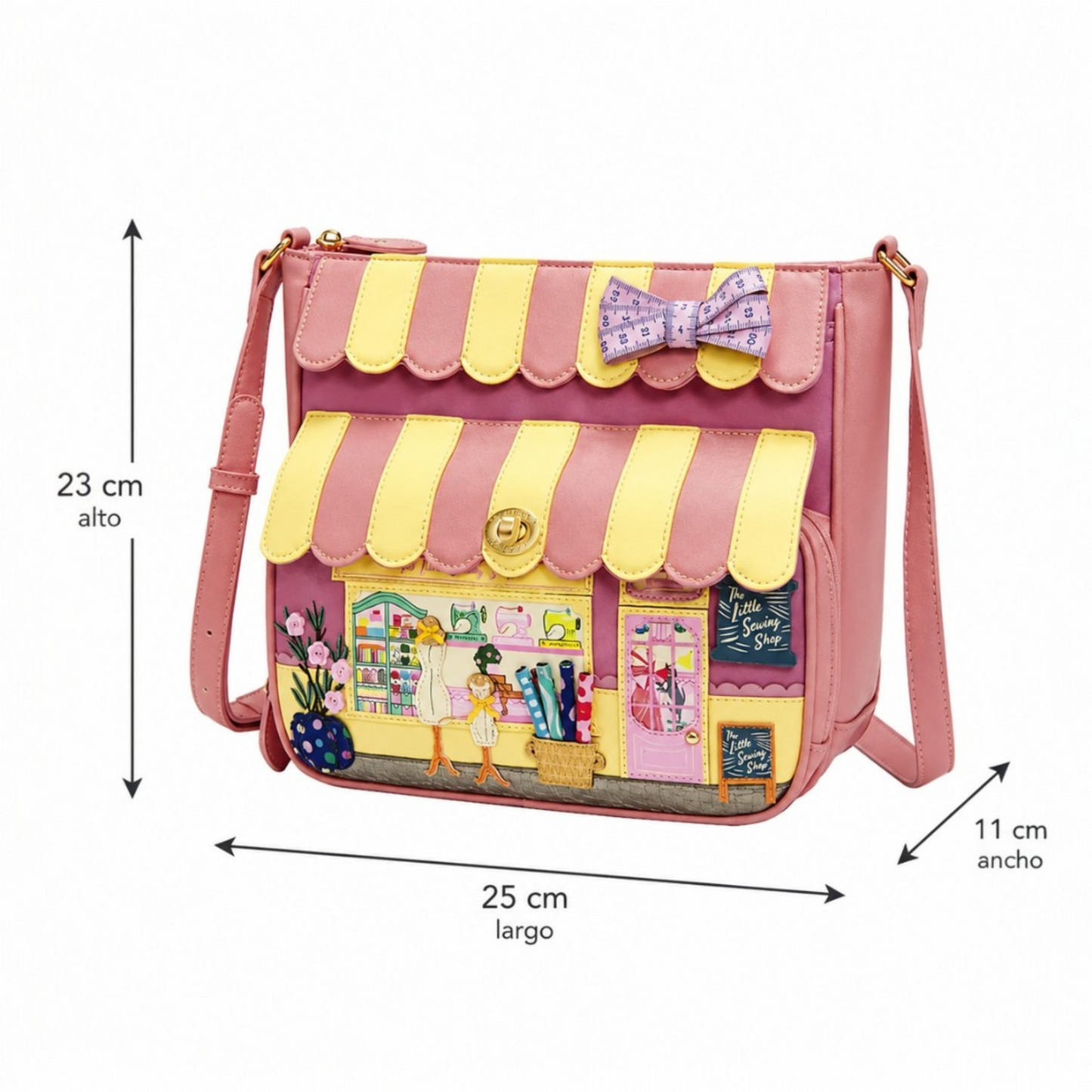 Bolso Vendula London Sewing shop Raspberry Edición. Venta en Maldita Rita. Medidas.