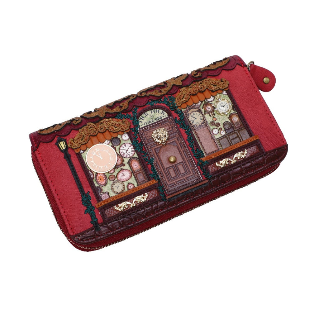 Billetera Tick tock clok vista lateral, de la marca Vendula London, venta en Maldita Rita